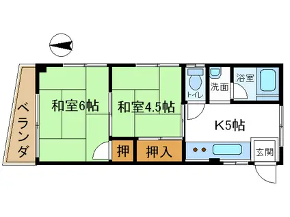 岩田ビル(2K/3階)の間取り写真