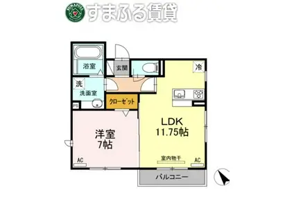 インフィニティ(1LDK/3階)の間取り写真