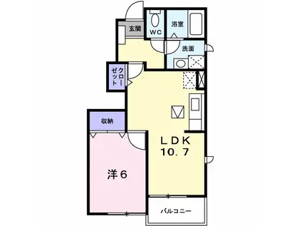 ラフィネII(1LDK/1階)の間取り写真