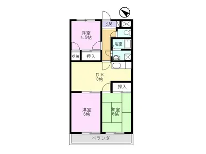 アルトラマンション中津川 A・B(3DK/8階)の間取り写真