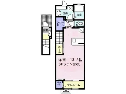 ルポガーデン(ワンルーム/2階)の間取り写真