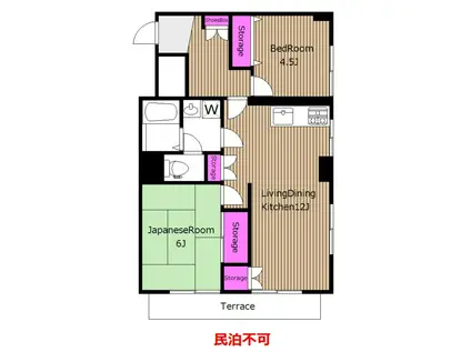 中野坂上 2面採光 フルリノベ2LDKレジ東郷 QD(2LDK/1階)の間取り写真