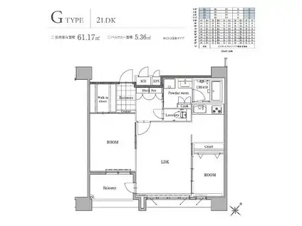 エンクレストベイサイド通(2LDK/11階)の間取り写真