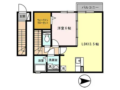 セレーノII(1LDK/2階)の間取り写真