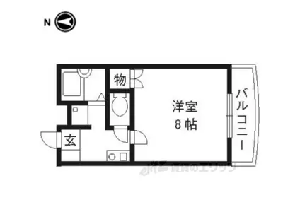 ＪＲ山陰本線 円町駅 徒歩10分 4階建 築26年(1K/4階)の間取り写真