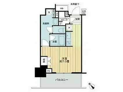 プラウドタワー平井(ワンルーム/9階)の間取り写真