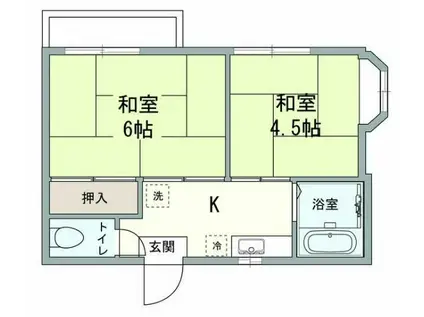 ベルゾーネ山手(2K/1階)の間取り写真