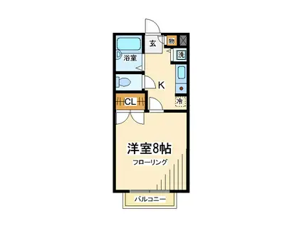 パインヒルズ仙川(1K/1階)の間取り写真