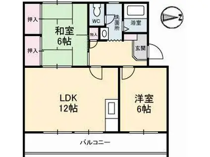 茜屋マンション(2LDK/3階)の間取り写真