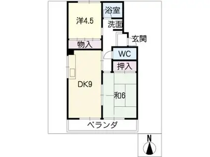 第1角崎ハイツ(2DK/2階)の間取り写真