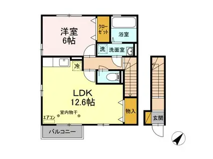 ビラ下前原(1LDK/2階)の間取り写真