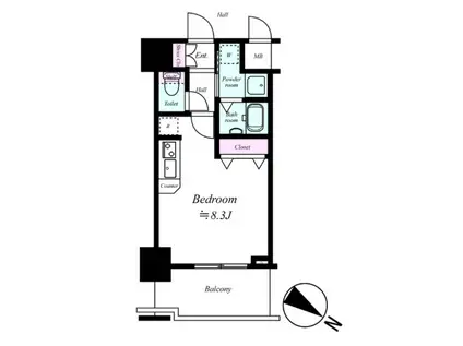 エスリード弁天町南(1K/8階)の間取り写真