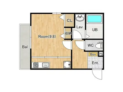 エスティーヌ・ユウ(ワンルーム/1階)の間取り写真