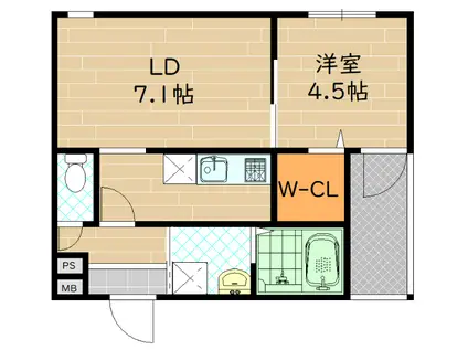 フジパレス新森III番館(1LDK/2階)の間取り写真