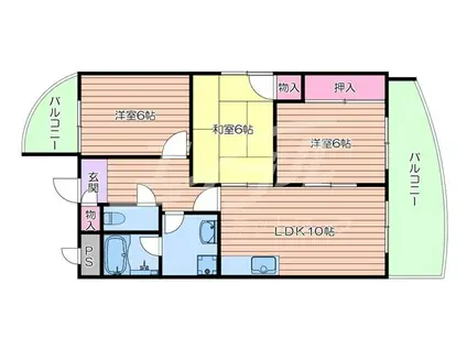 ディアコート下山田(3LDK/2階)の間取り写真