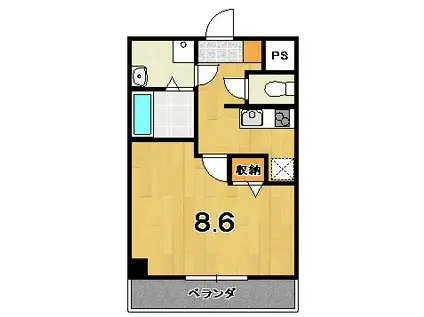 E.ZE.御所南(1K/2階)の間取り写真