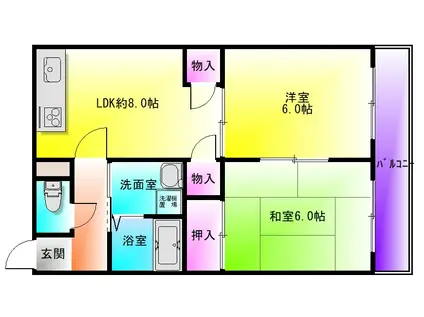 カサベルデ・アイ(2LDK/2階)の間取り写真