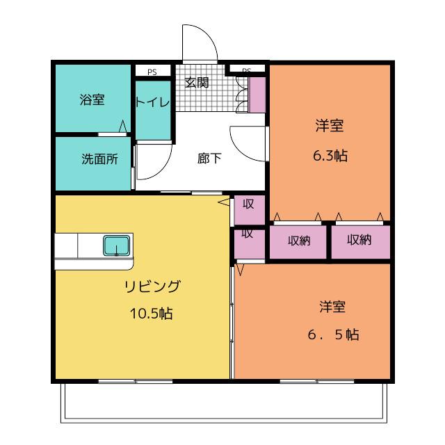 ルミエール栄(2LDK/2階)の間取り写真