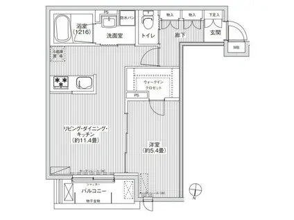 BLESS新中野(1LDK/2階)の間取り写真