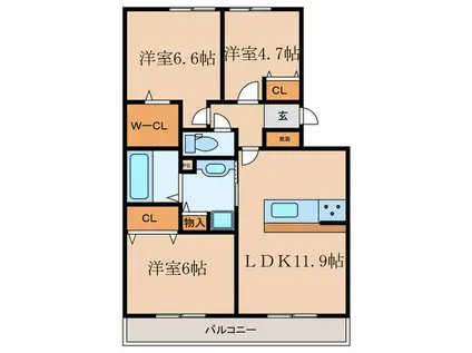 MINION(3LDK/2階)の間取り写真