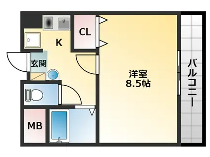 グランドール天美(1K/2階)の間取り写真