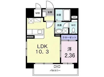 エスペランサ大橋(1LDK/8階)の間取り写真