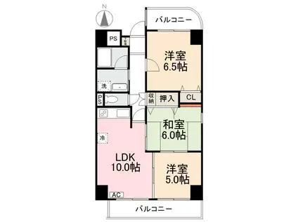第1星野ビル(3LDK/6階)の間取り写真