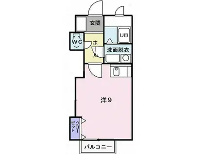 サンパティーク A棟(ワンルーム/2階)の間取り写真