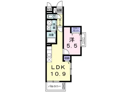 ジェルメ・アビタシオンM・M(1LDK/2階)の間取り写真