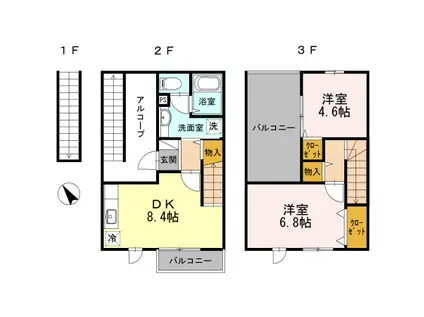 グランアヴァンティII(2DK/2階)の間取り写真