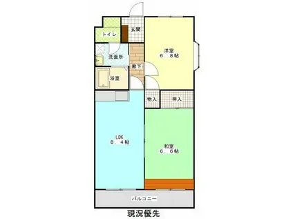 ビューしじみの森(2LDK/3階)の間取り写真