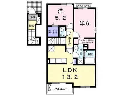 フェリーチェ(2LDK/2階)の間取り写真