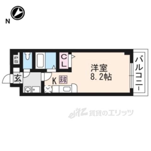 ラシェンテ(1K/1階)の間取り写真