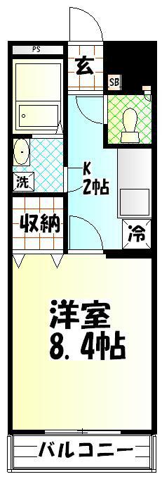 グランフィーユ(1K/4階)の間取り写真