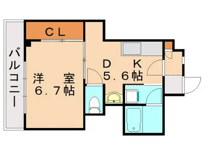 ヴィンテージ南小倉(1DK/2階)の間取り写真