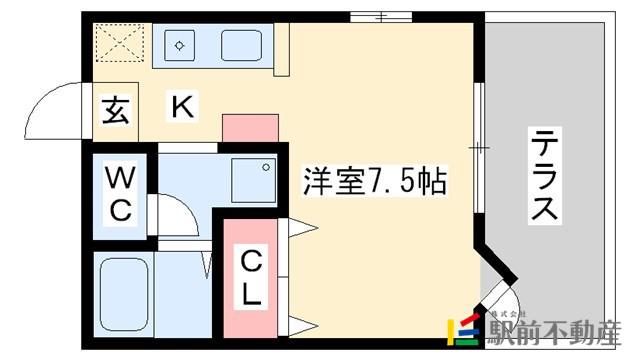 グリーンリーフ峰(ワンルーム/1階)の間取り写真