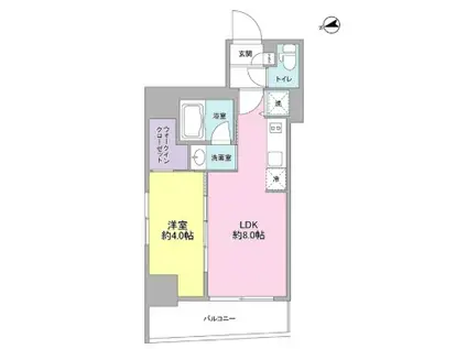 ミュプレ恵比寿(1LDK/4階)の間取り写真