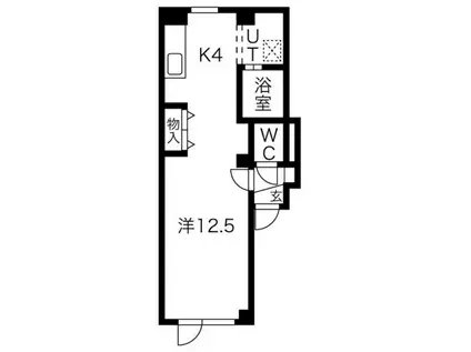 ホウルスカイ(1K/1階)の間取り写真