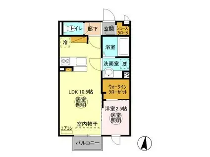 グランマーレ R棟(1LDK/2階)の間取り写真