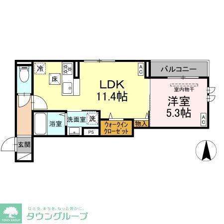 セレスティア扇VI(1LDK/1階)の間取り写真