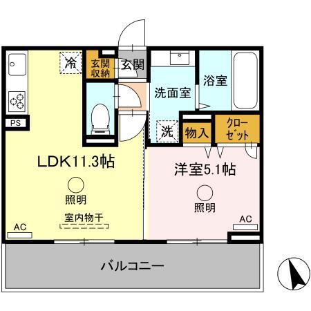 アレシア(1LDK/3階)の間取り写真