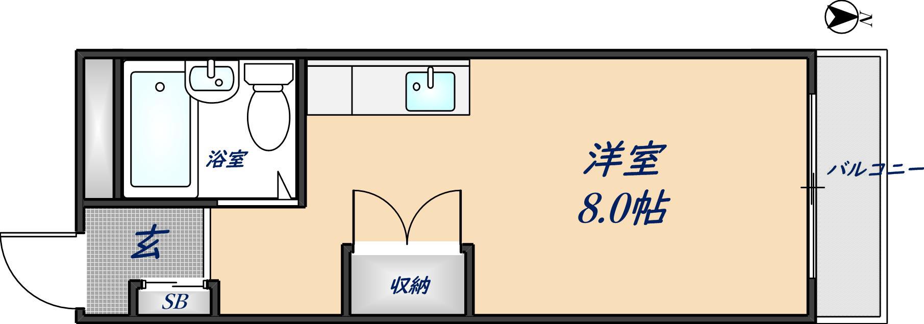 ハイツラーニョ(ワンルーム/4階)の間取り写真
