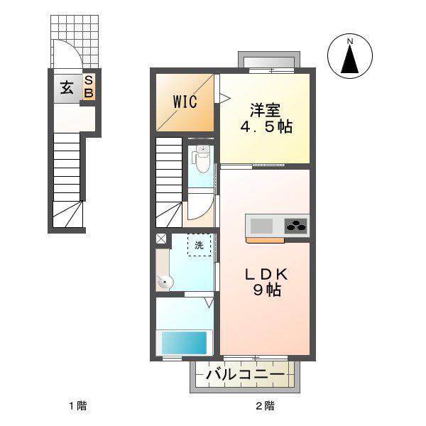 エスパティオン(1LDK/2階)の間取り写真