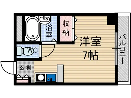 エスポワール茨木(ワンルーム/2階)の間取り写真