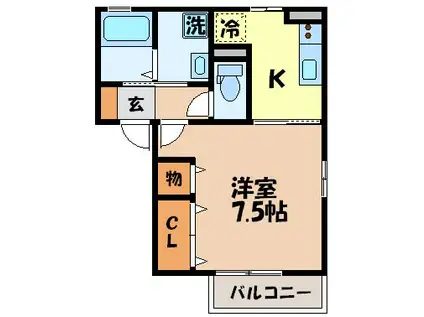 ガーデンハイツIII(1K/2階)の間取り写真