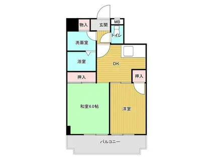 アセット市川(2DK/3階)の間取り写真