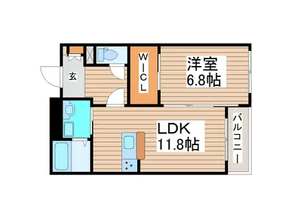 ベレオ仙台錦町(1LDK/3階)の間取り写真