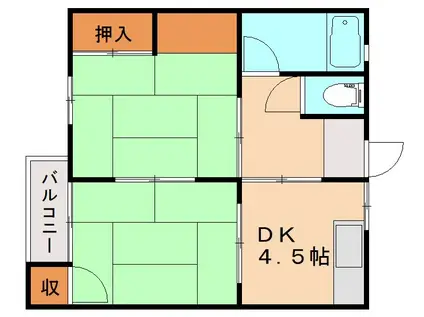 ディアドリームⅠ(2DK/2階)の間取り写真