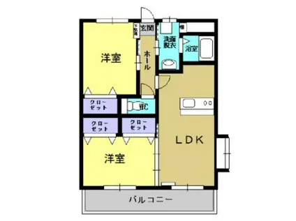 CENTER COURT(2LDK/1階)の間取り写真