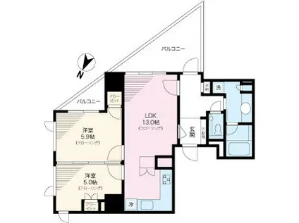 アトラスヒルズ文京白山(2LDK/10階)の間取り写真